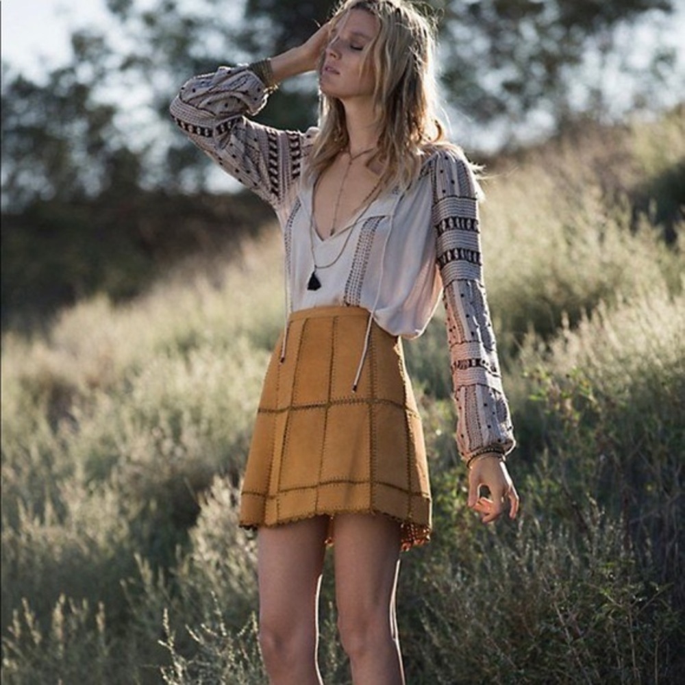 Free people piece out suede mini skirt